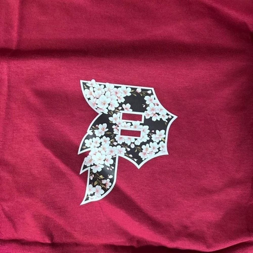 Primitive Skateboarding Mens XL Burgundy Cherry Blossom Floral P Logo T-Shirt